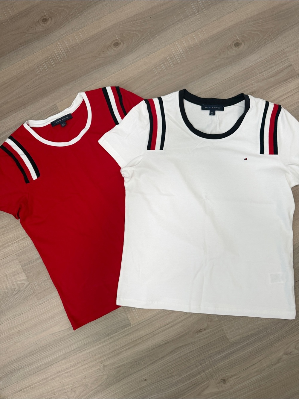 Tommy Hilfiger Red and White Lot of Two Bundle Sporty Short Sleeved Tee Shirts